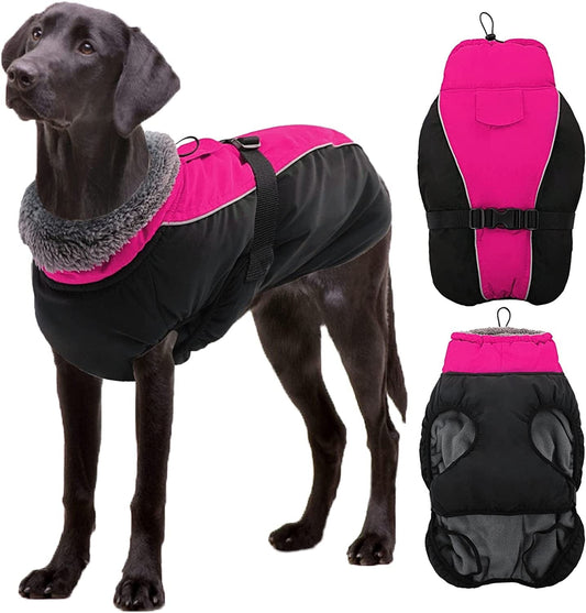 Dasior Dog Winter Coat, Warm Fleece Pet Jacket, Windproof Cold Weather Reflective Clothes Fuchsia XXL Animals & Pet Supplies > Pet Supplies > Dog Supplies > Dog Apparel Dasior Fuchsia Small 