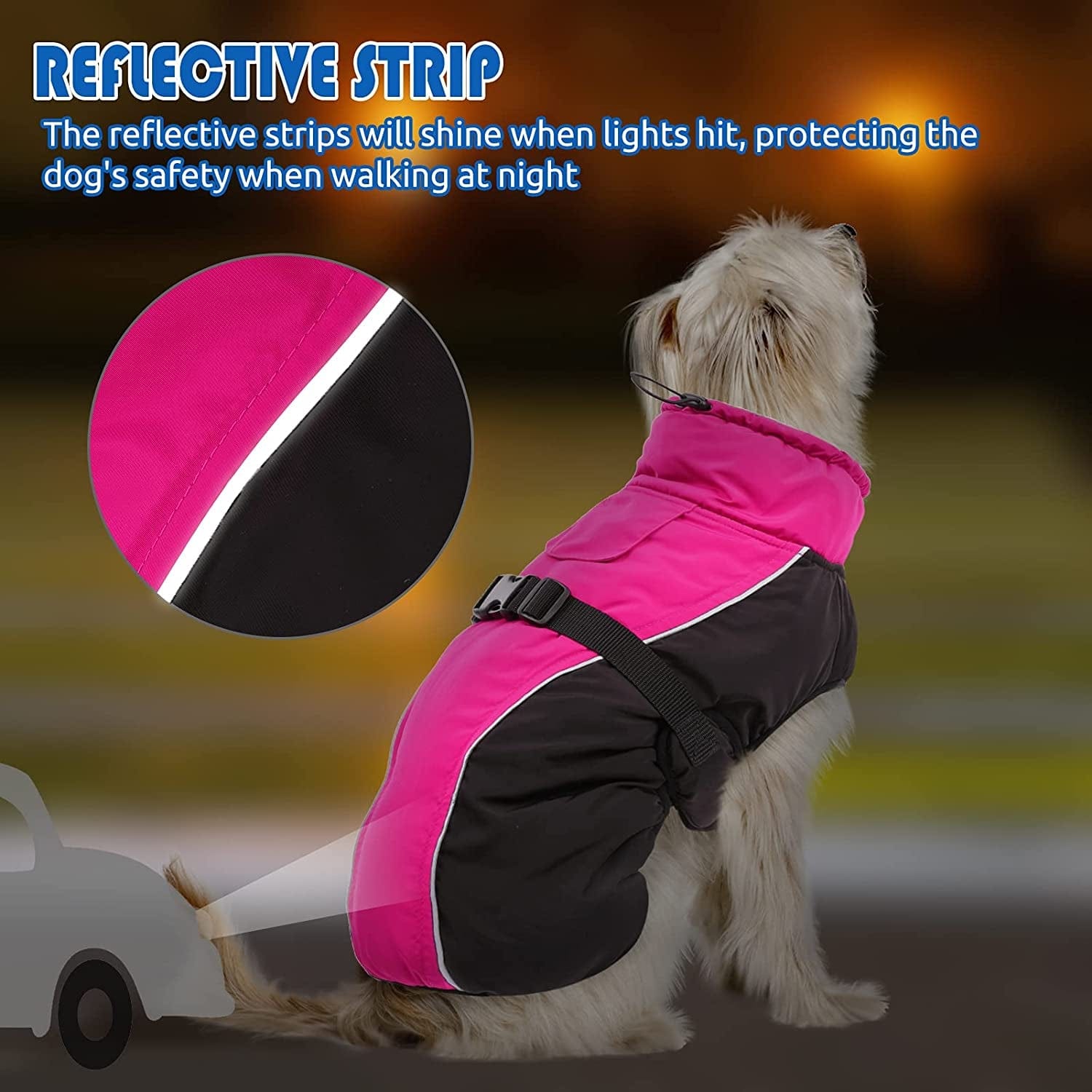 Dasior Dog Winter Coat, Warm Fleece Pet Jacket, Windproof Cold Weather Reflective Clothes Fuchsia XXL Animals & Pet Supplies > Pet Supplies > Dog Supplies > Dog Apparel Dasior   