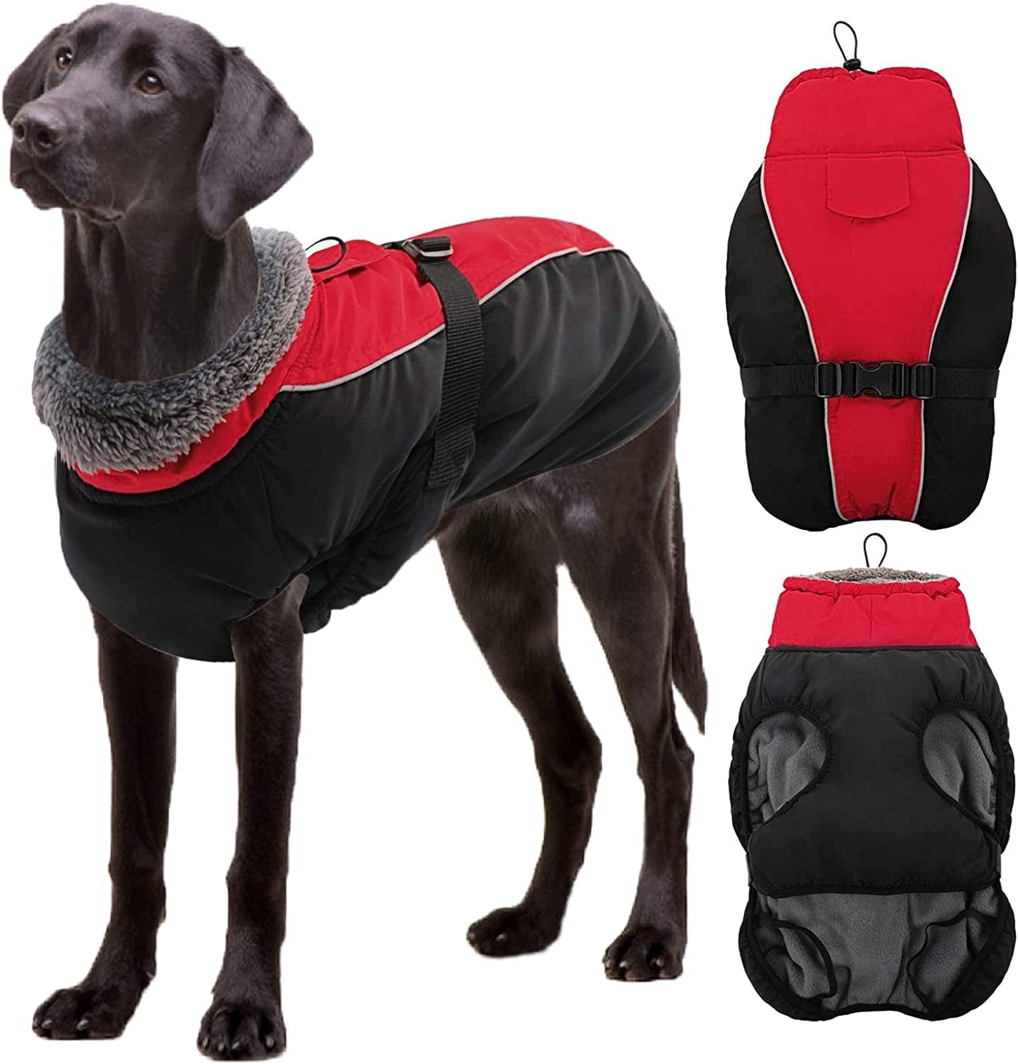 Dasior Dog Winter Coat, Warm Fleece Pet Jacket, Windproof Cold Weather Reflective Clothes Fuchsia XXL Animals & Pet Supplies > Pet Supplies > Dog Supplies > Dog Apparel Dasior Red Small 