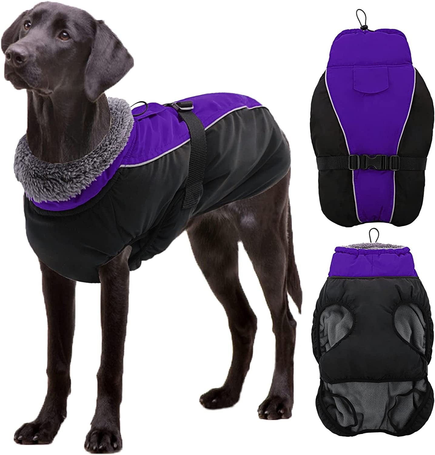 Dasior Dog Winter Coat, Warm Fleece Pet Jacket, Windproof Cold Weather Reflective Clothes Fuchsia XXL Animals & Pet Supplies > Pet Supplies > Dog Supplies > Dog Apparel Dasior Purple Small 