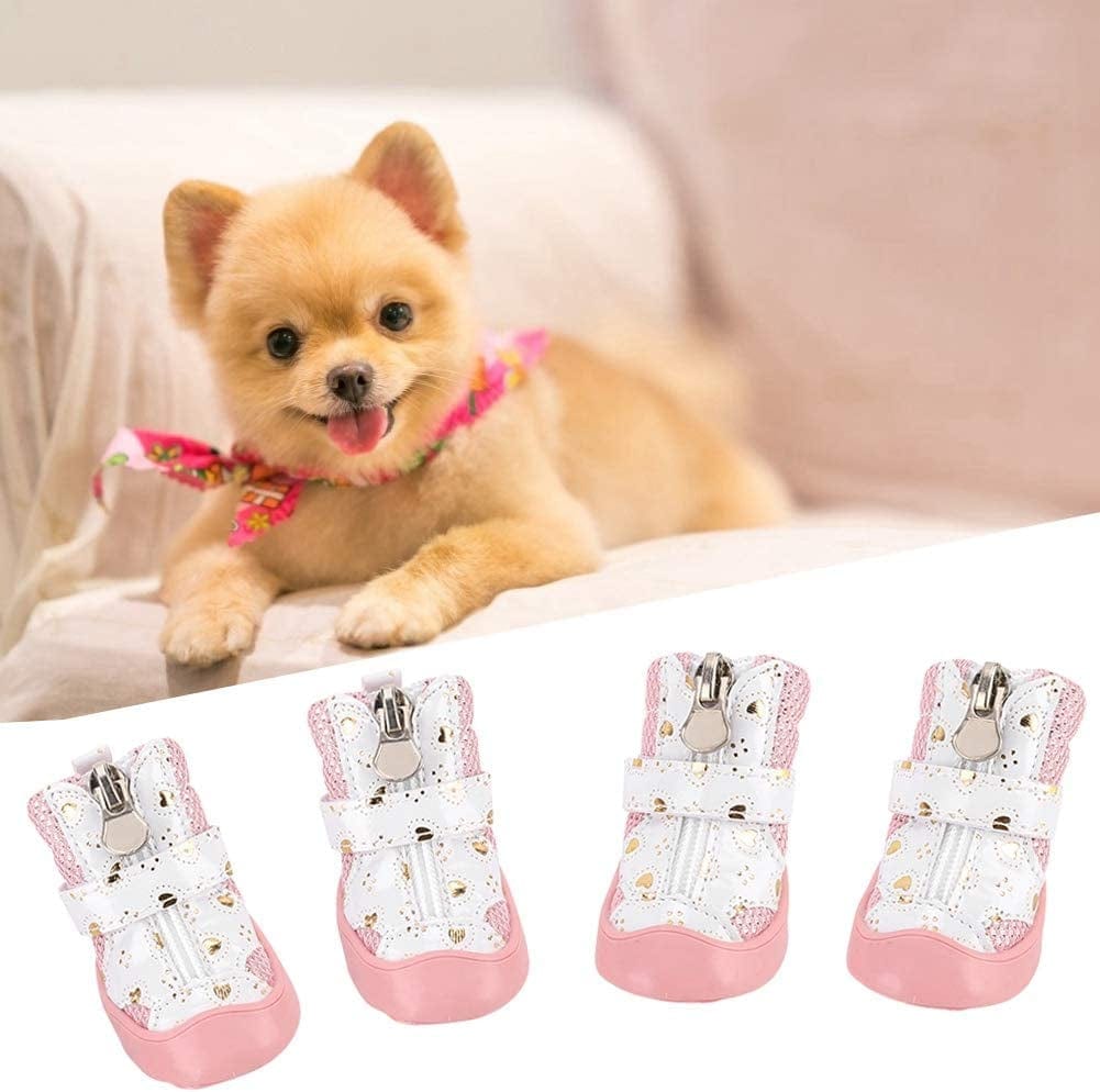 DAUERHAFT 4Pcs/Lot Pink Breathable Dog Boots Pet Dog Shoes Puppy Non-Slip Breathable Mesh Outdoor Walking Boots Suitable for Aily Wearing (Size:3) Animals & Pet Supplies > Pet Supplies > Dog Supplies > Dog Apparel DAUERHAFT   