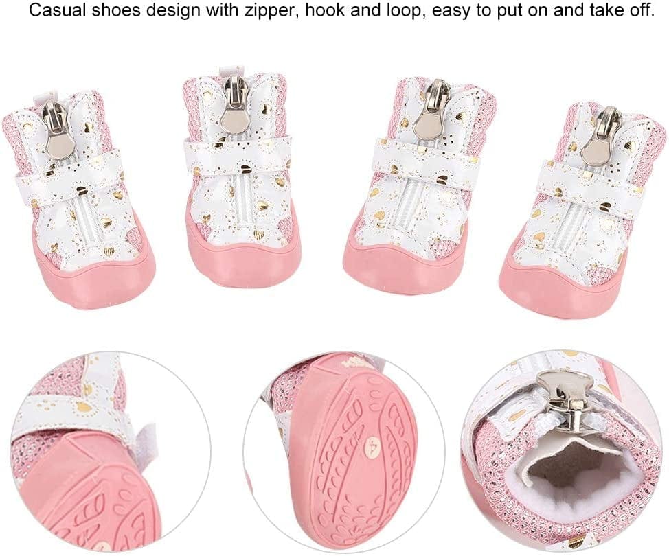 DAUERHAFT 4Pcs/Lot Pink Breathable Dog Boots Pet Dog Shoes Puppy Non-Slip Breathable Mesh Outdoor Walking Boots Suitable for Aily Wearing (Size:3) Animals & Pet Supplies > Pet Supplies > Dog Supplies > Dog Apparel DAUERHAFT   