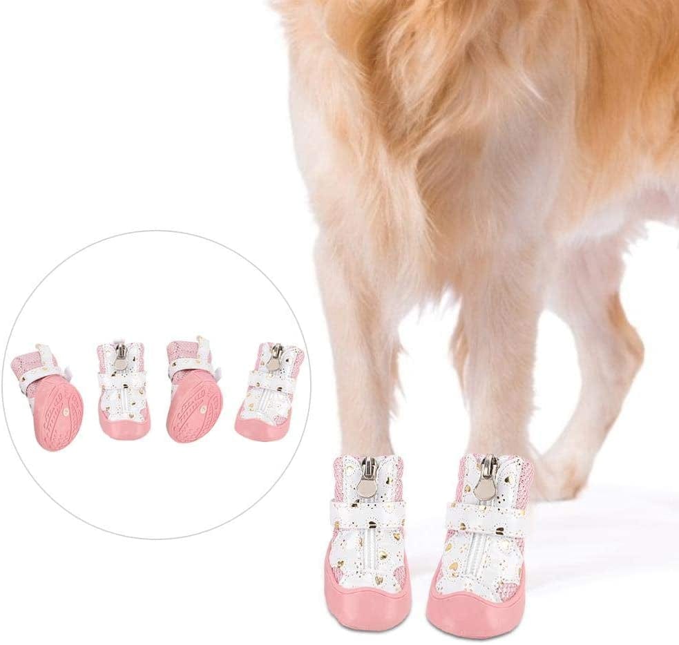 DAUERHAFT 4Pcs/Lot Pink Breathable Dog Boots Pet Dog Shoes Puppy Non-Slip Breathable Mesh Outdoor Walking Boots Suitable for Aily Wearing (Size:3) Animals & Pet Supplies > Pet Supplies > Dog Supplies > Dog Apparel DAUERHAFT   