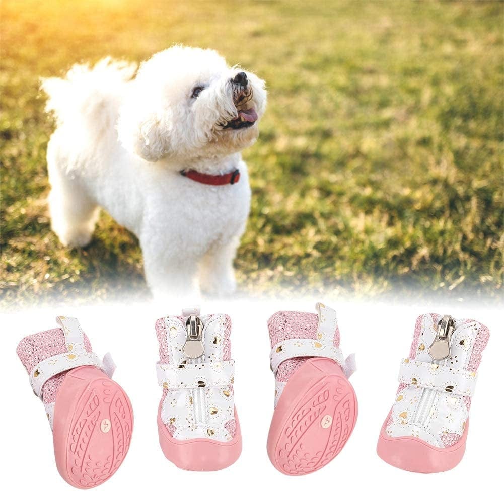 DAUERHAFT 4Pcs/Lot Pink Breathable Dog Boots Pet Dog Shoes Puppy Non-Slip Breathable Mesh Outdoor Walking Boots Suitable for Aily Wearing (Size:3) Animals & Pet Supplies > Pet Supplies > Dog Supplies > Dog Apparel DAUERHAFT   