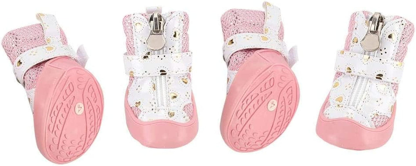 DAUERHAFT 4Pcs/Lot Pink Breathable Dog Boots Pet Dog Shoes Puppy Non-Slip Breathable Mesh Outdoor Walking Boots Suitable for Aily Wearing (Size:3) Animals & Pet Supplies > Pet Supplies > Dog Supplies > Dog Apparel DAUERHAFT   
