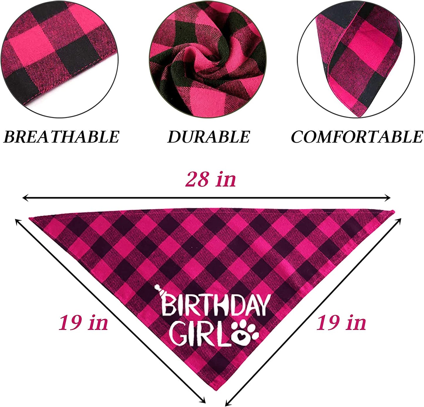 STMK Dog Birthday Bandana, Dog Birthday Girl Plaid Bandana Triangle Scarf for Medium Large Dog Birthday Supplies Animals & Pet Supplies > Pet Supplies > Dog Supplies > Dog Apparel STMK   