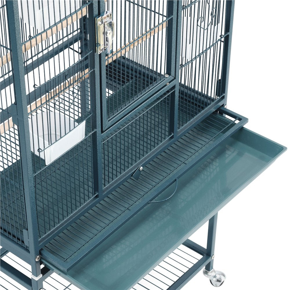 Topeakmart 54''H Large Rolling Metal Parrot Cage Bird Cage with Detachable Stand for Conures Parakeets Cockatiels, Navy Blue Animals & Pet Supplies > Pet Supplies > Bird Supplies > Bird Cages & Stands Topeakmart   