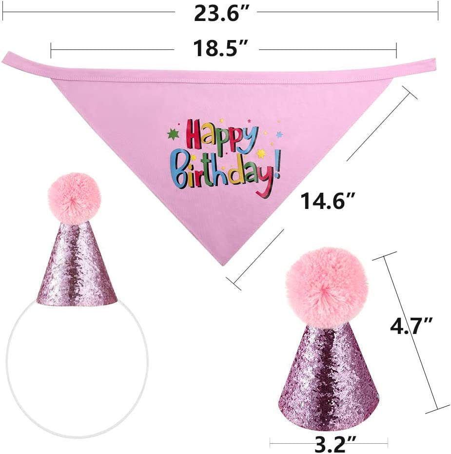 Blaoicni Dog Birthday Bandana Hat Scarf Party Supplies (Pink-Girl) Animals & Pet Supplies > Pet Supplies > Dog Supplies > Dog Apparel Blaoicni   