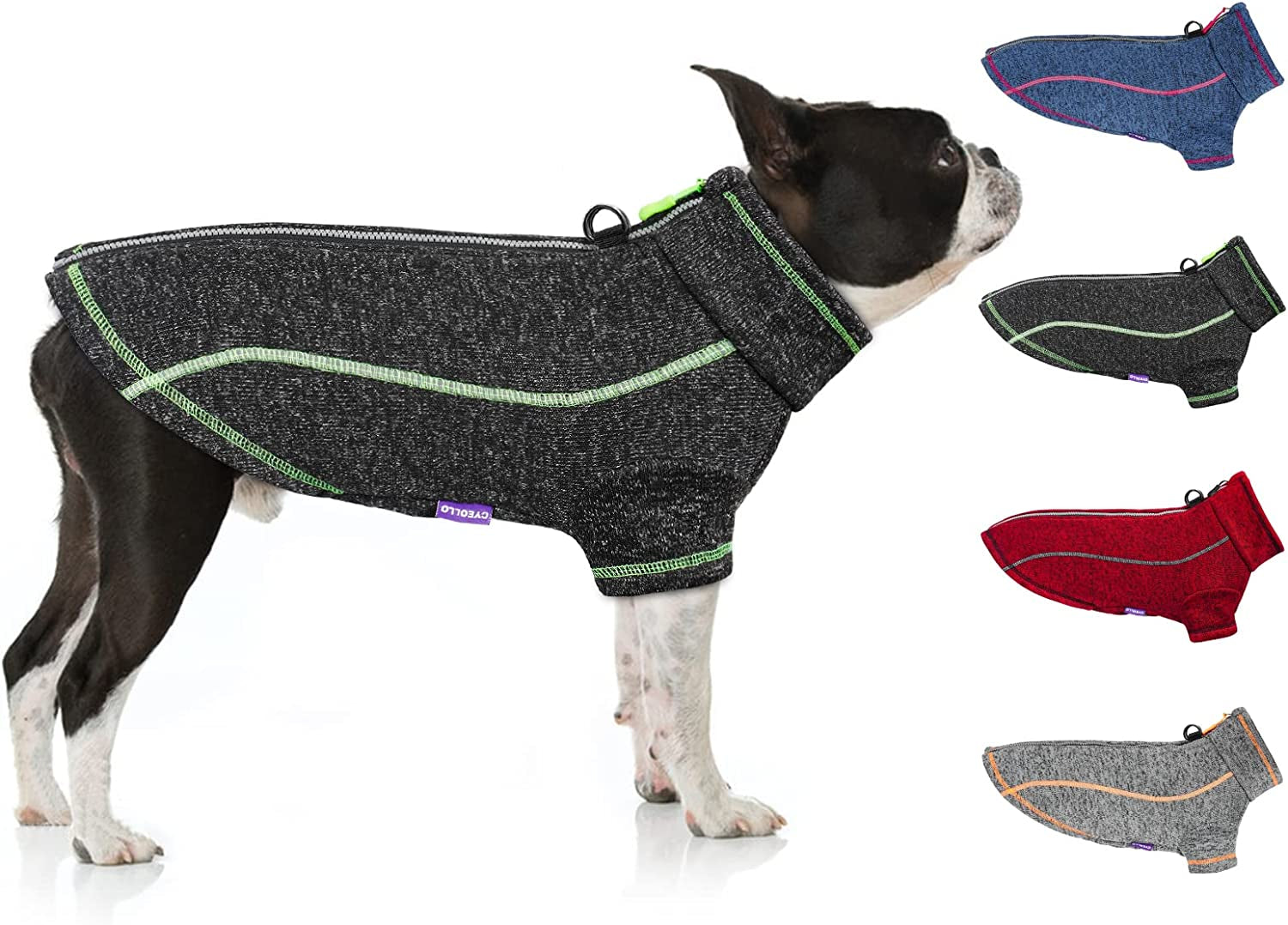 Cyeollo Dog Fleece Jacket Step in Reflective Dog Coats with D Ring Zipper up Dog Clothes Sweaters for Small Dogs Grey Animals & Pet Supplies > Pet Supplies > Dog Supplies > Dog Apparel cyeollo Dark Grey 3XL-Chest (28"-34") 