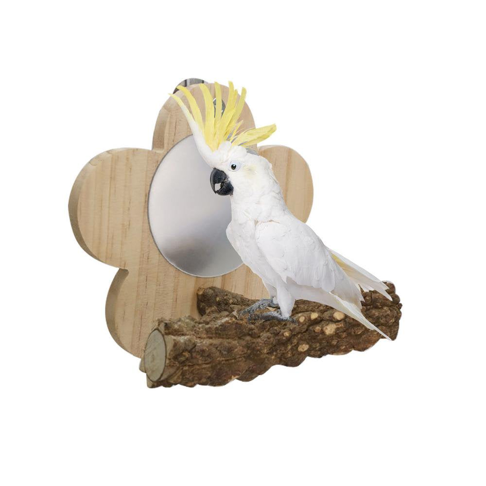 Fovolat Flower Bird Mirror with Perch Bird Parakeet Mirror for Cage Bird Stand Mirror Toys Birdcage Fun for Conure Cockatiel Budgie Gerbil African Grey Macaw Kindness Animals & Pet Supplies > Pet Supplies > Bird Supplies > Bird Cages & Stands Fovolat Wood Color  