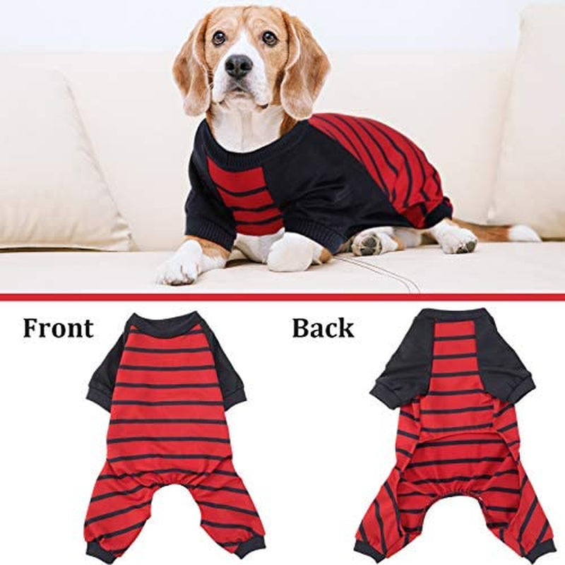 3 Pieces Pet Onesie Dog Pajamas Dog Clothing Soft Puppy Shirts Pet Striped Clothes Breathable Pet Sweatshirt Dog Sleep Clothes Cat Pajamas (L) Animals & Pet Supplies > Pet Supplies > Dog Supplies > Dog Apparel Geyoga   