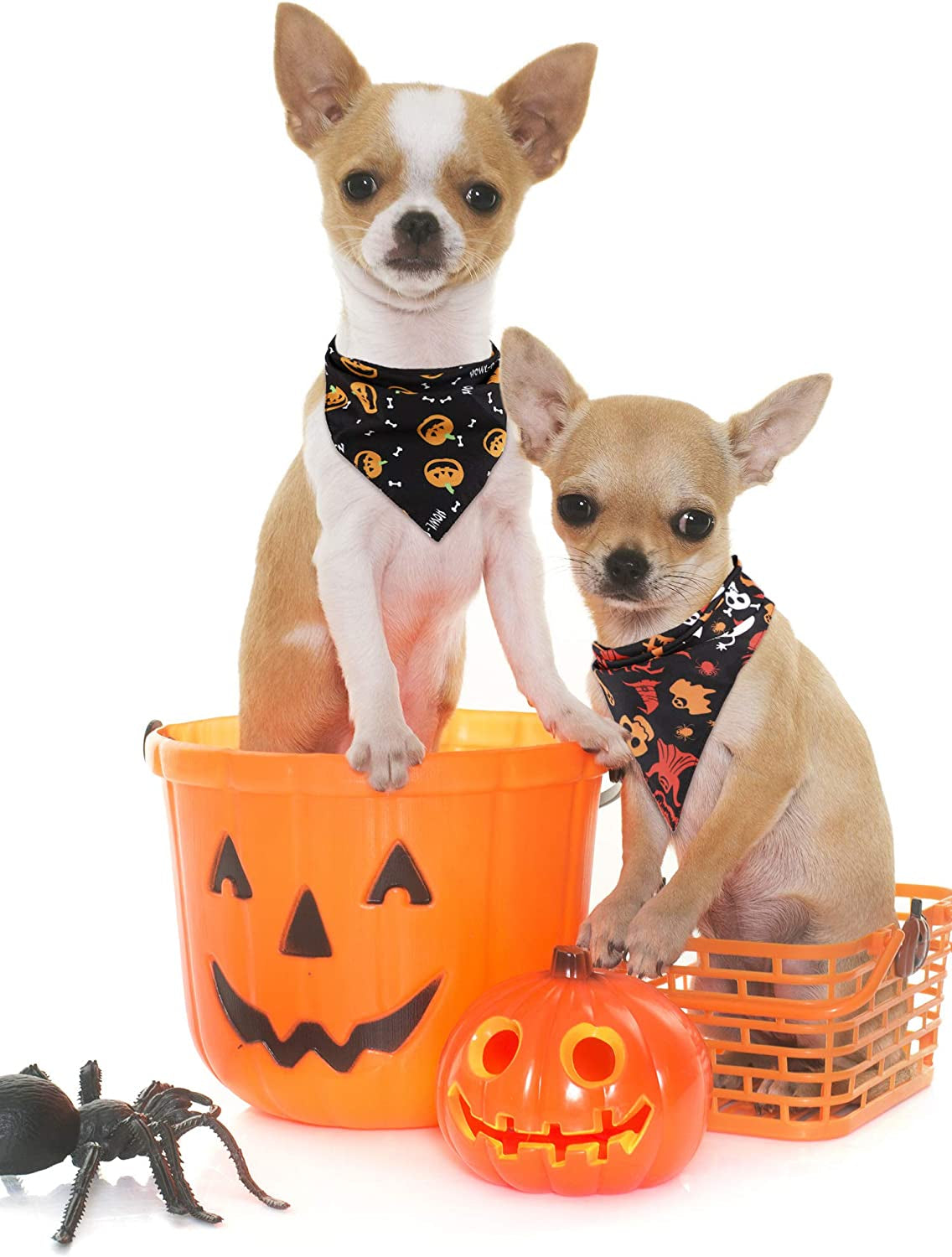 3 Pieces Halloween Dog Triangle Scarf Pet Bandanas Pumpkin Bat Ghost Drool Bibs Scarf for Pet Dog Cat Animals & Pet Supplies > Pet Supplies > Dog Supplies > Dog Apparel Frienda   