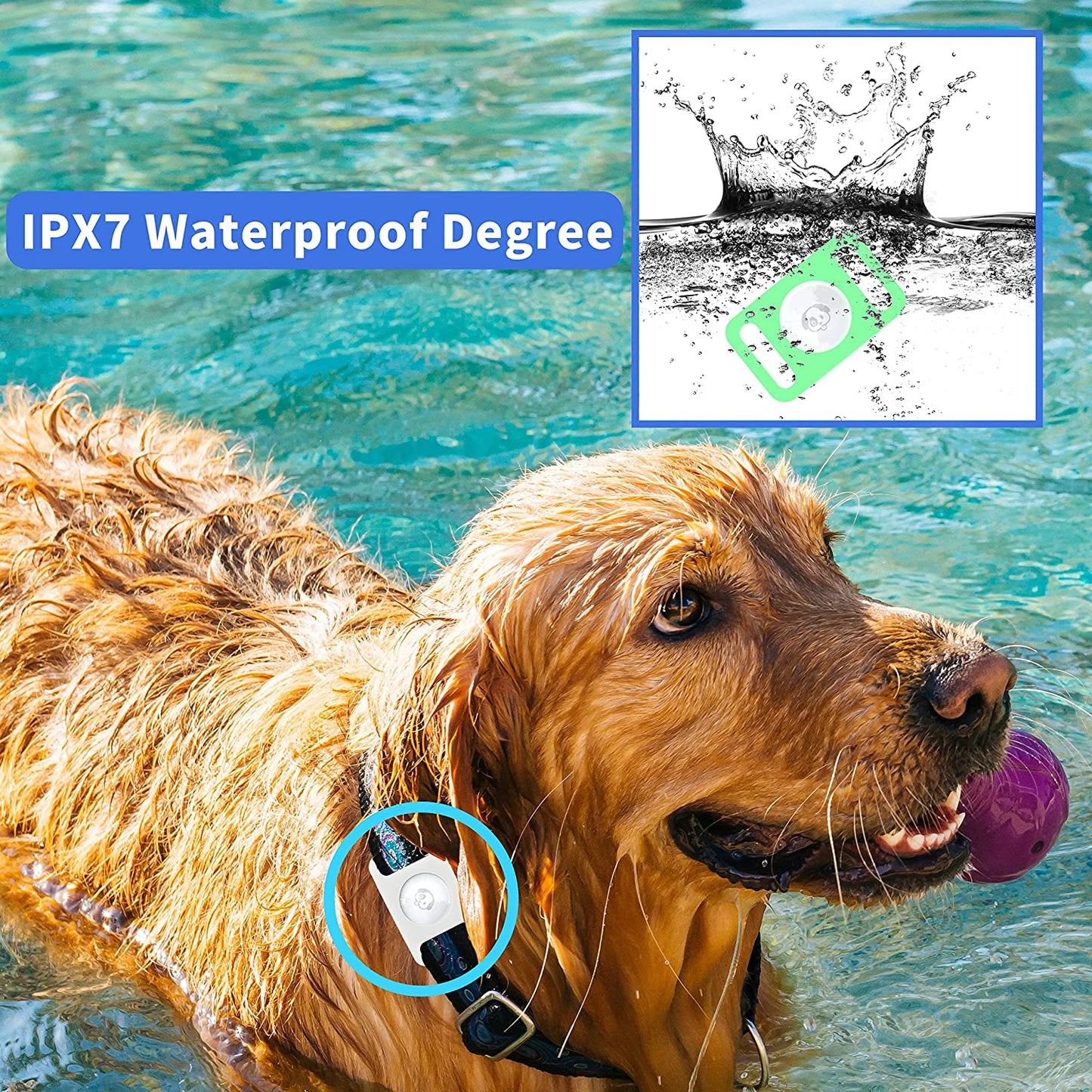 IPX7 Waterproof Airtag Holder, Damonlight 2 Packs Airtag Dog Collar Holder Fit for Dog Cat Collar Pet Loop Air Tag Holder Accessories, anti Scratch Silicone Case Lightweight Soft (Glow in Dark)