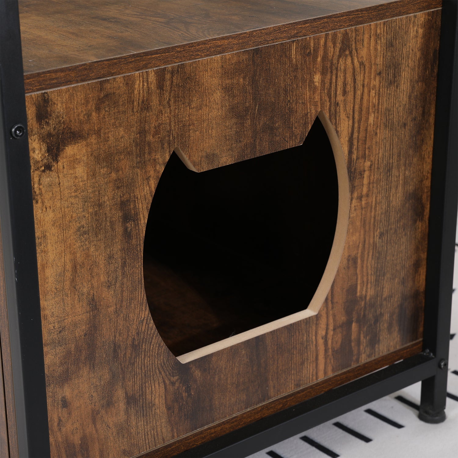 Litter Box Enclosure,Cat Litter Box Furniture Hidden,Nightstand Pet House with Double Doors,Indoor Decorative Cat House,Cat Washroom Storage Bench for Large Cat Kitty,Rustic Brown Animals & Pet Supplies > Pet Supplies > Cat Supplies > Cat Furniture General   