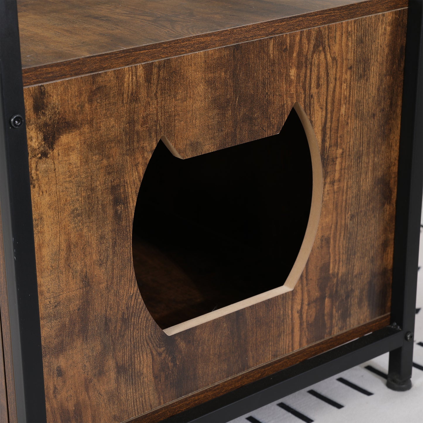 Aukfa 30 Inches Pet Cat House - Acat Dog House Nightstand - Litter Box Hidden - Brown