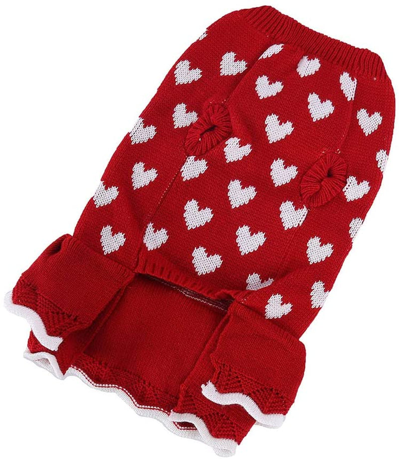 Dofyou Small Dog Sweater Dress Pet Sweaters Knitwear Girl Red Winter Warm Dog Princess Dress (L) Animals & Pet Supplies > Pet Supplies > Dog Supplies > Dog Apparel Dofyou   