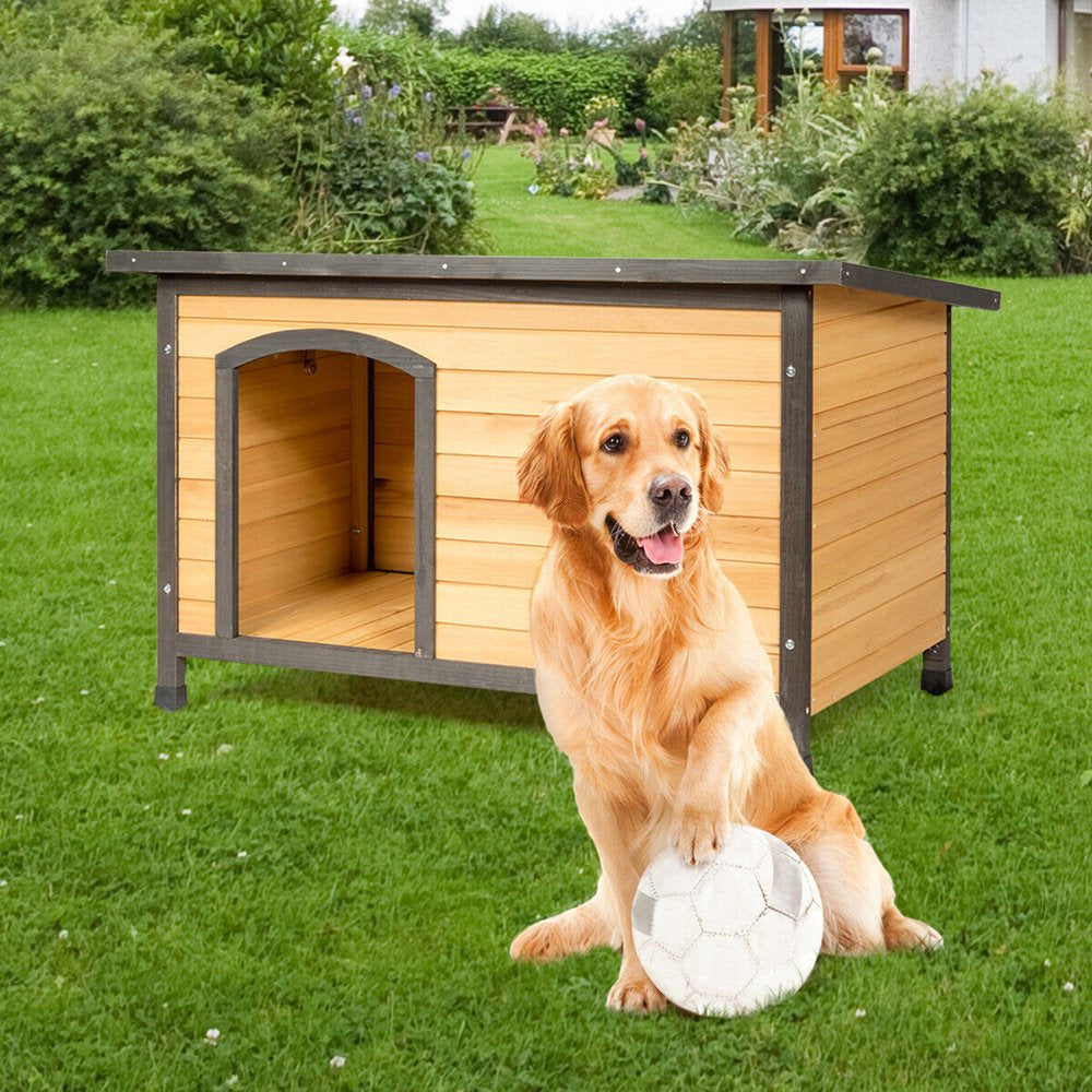 Gymax Extreme Weather-Resistant Log Cabin Wooden Dog House, Large Animals & Pet Supplies > Pet Supplies > Dog Supplies > Dog Houses Gymax   