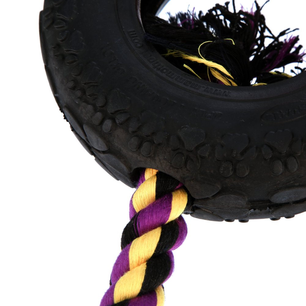 Mammoth Tirebiter Rubber Tire Dog Toy with Rope, Small, 6'' Animals & Pet Supplies > Pet Supplies > Dog Supplies > Dog Toys PHILLIPS PET FOOD SUPPLY   