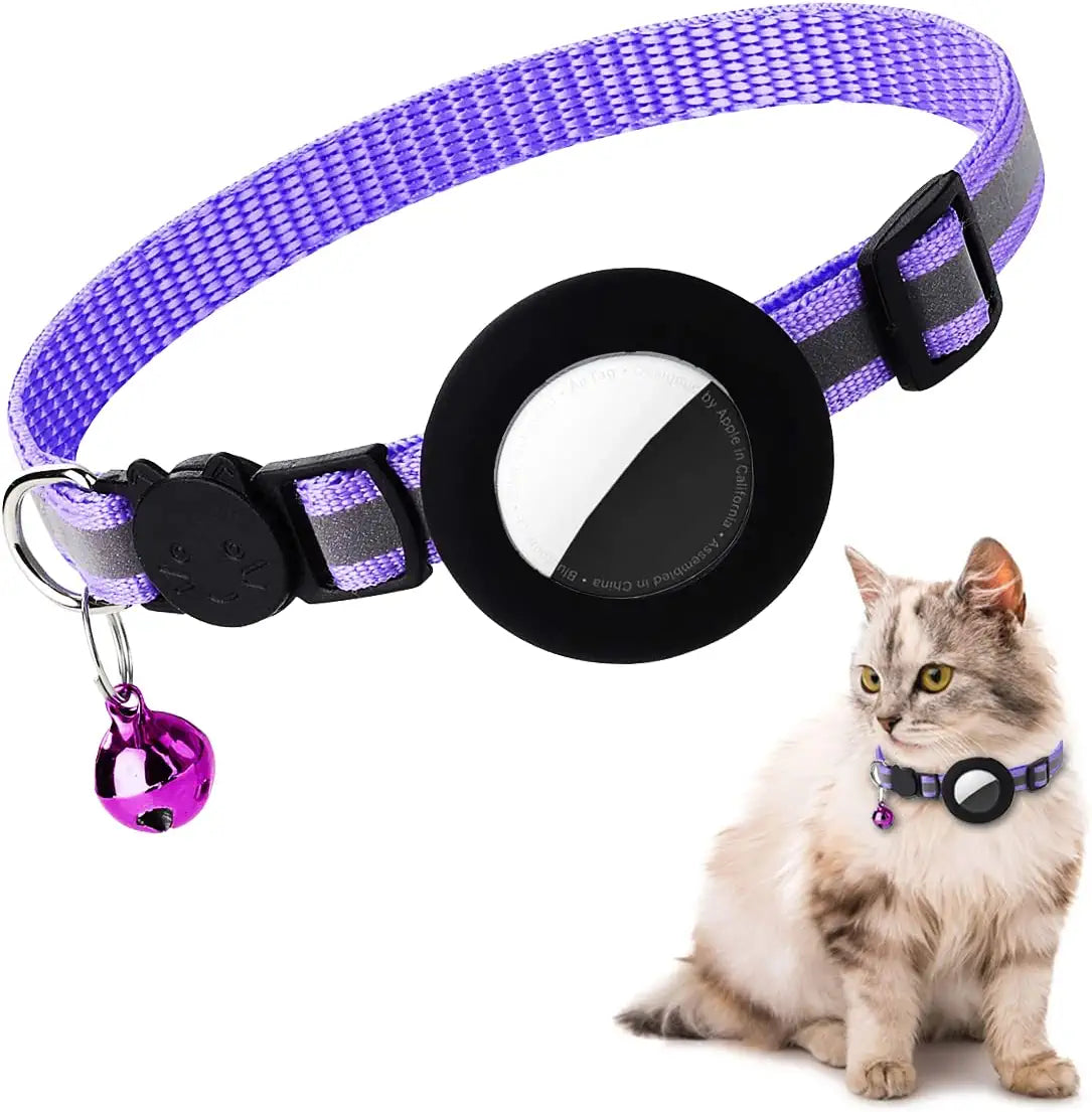 Smpili Airtag Cat Collar, Reflective Kitten Collar Breakaway with Airtag Holder, 0.4 Inches in Width Electronics > GPS Accessories > GPS Cases Smpili Purple  