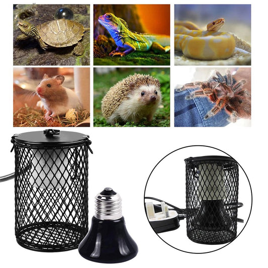 BOOBEAUTY Reptile Ceramic Heat Lamp Holder,Pet Heating Bulb Holder Lamp for Amphibian Snake Lizard Turtle with Switch Anti-Hot Cage  Boobeauty   