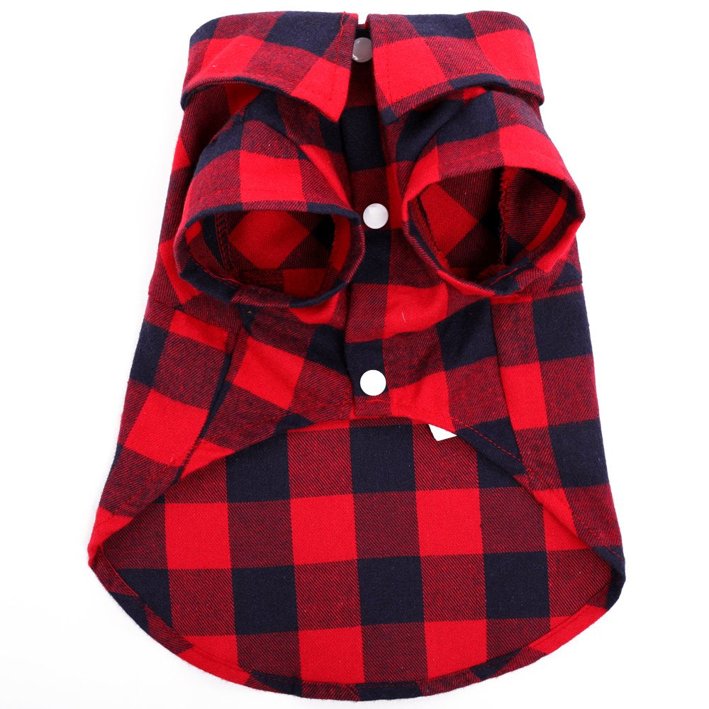 IDOMIK Dog Shirt Pet Plaid Shirts Breathable Pet Puppy T-Shirt Outfit Dog Clothes for Small Medium Dogs Cats Dog Pajamas Spring Summer Adorable Pet Clothes Animals & Pet Supplies > Pet Supplies > Dog Supplies > Dog Apparel IDOMIK   