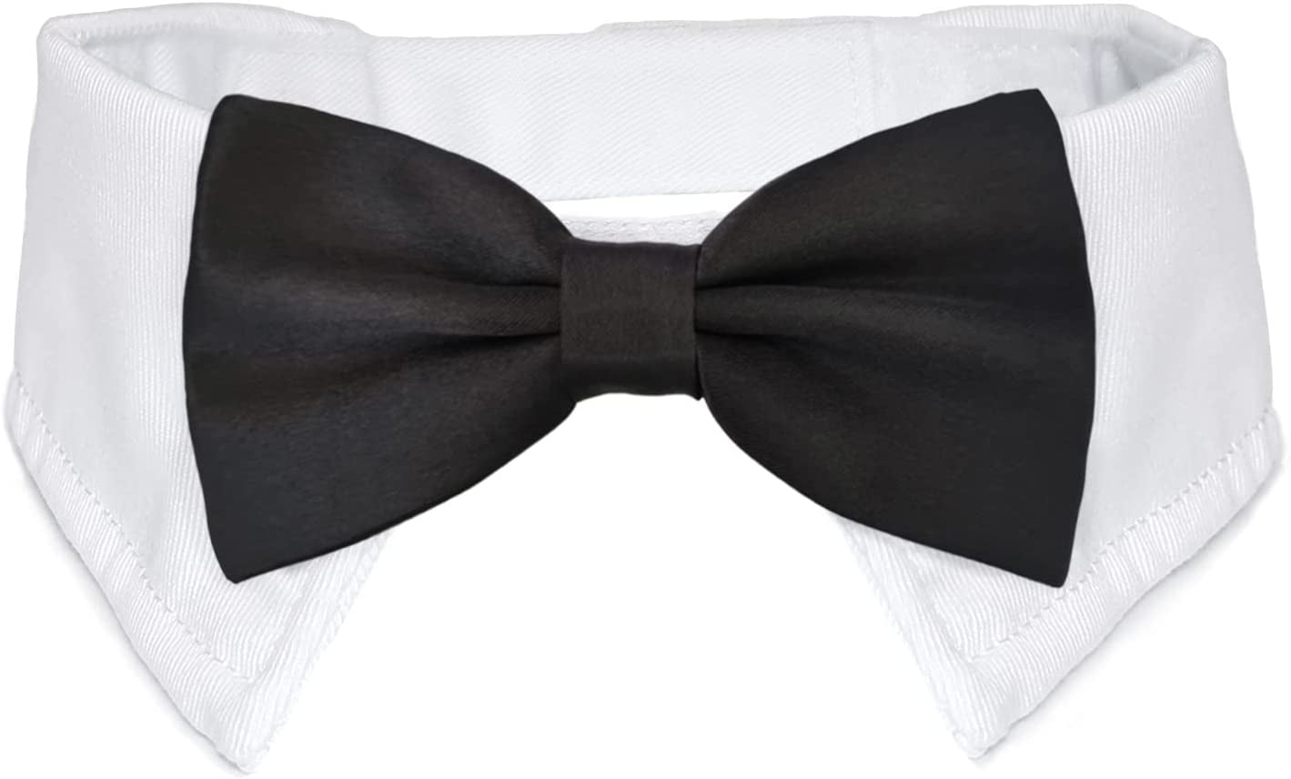 Bowtie for Dog, KOOLMOX Dog Bow Tie Collar Black, Adjustable White Dog Tuxedo Collar with Black Dog Neck Bow Tie for Medium Large Boy Dog Wedding Formal Tuxedo Suit Tux Outfits Birthday Costumes Animals & Pet Supplies > Pet Supplies > Dog Supplies > Dog Apparel Koolmox Black White Fit Neck Girth: 16.5-22'' 