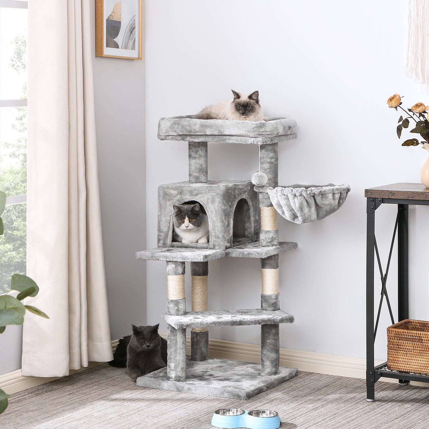 BEWISHOME Cat Tree Tower with Top Plush Perch Multi-Level Cat Condo Sisal Scratching Posts, Cat Play House Activity Center Cat Furniture MMJ12L Animals & Pet Supplies > Pet Supplies > Cat Supplies > Cat Furniture BEWISHOME   