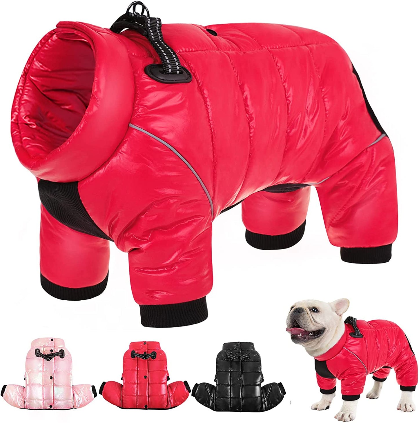 AOFITEE Dog Coat, Waterproof Dog Jacket for Winter, Warm Fullbody Dog Snowsuit, Zip up Fleece Dog Vest, Cold Weather Dog Coats with Reflective Stripes, Outdoor Windproof Dog Apparel for Small Dogs Animals & Pet Supplies > Pet Supplies > Dog Supplies > Dog Apparel AOFITEE Red Chest: 16.9"-18.9", Back Length: 13" 