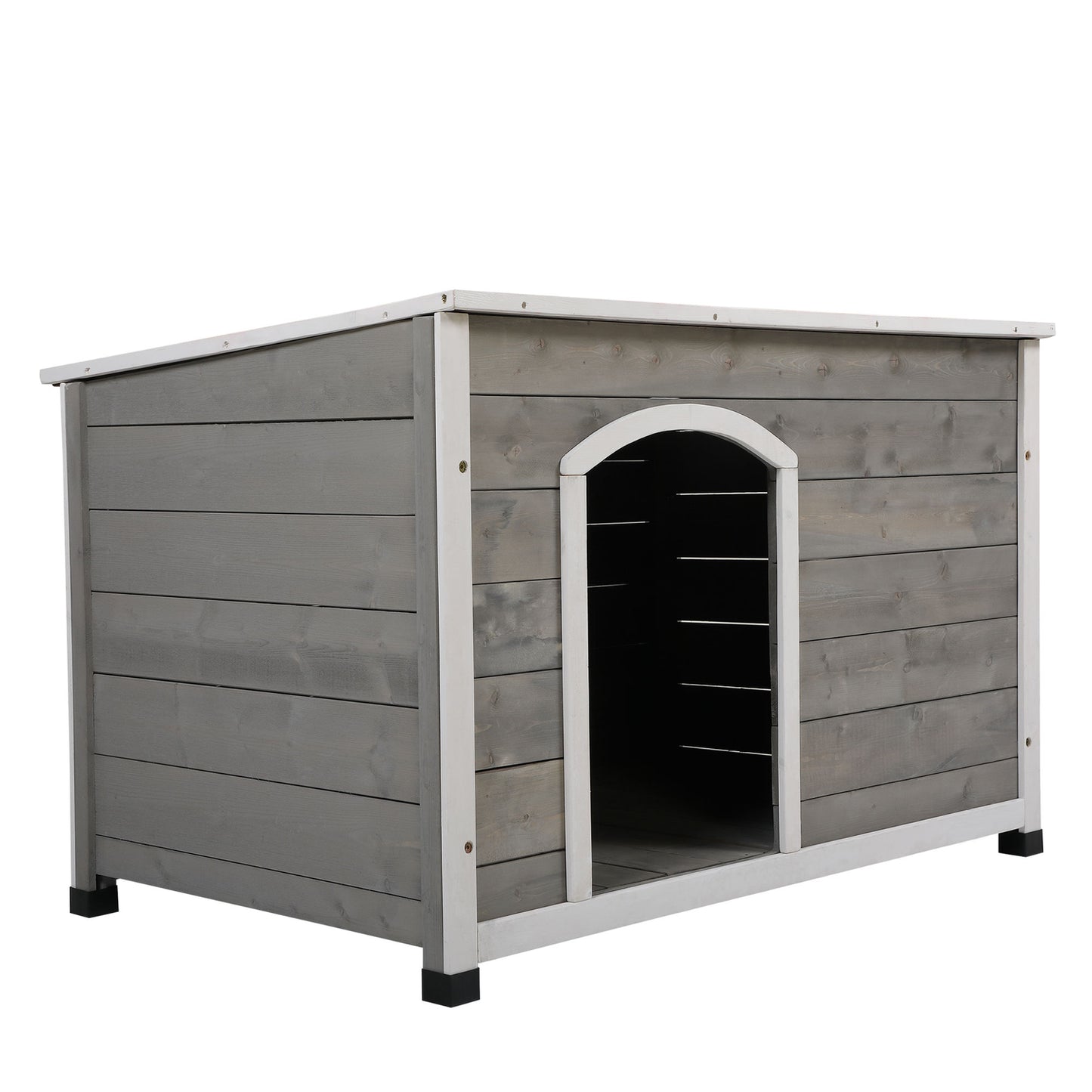 Docooler Outdoor Wood Dog House, Dog Cabin with Weatherproof Roof and Open Door, Easy To