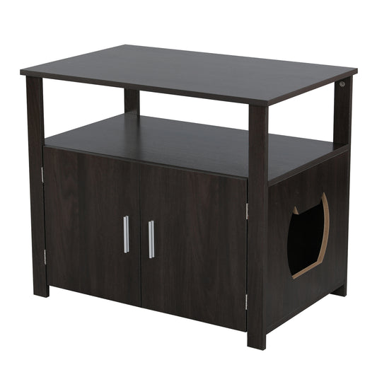 Mixfeer 30 Inches Wooden Cat Litter Box Enclosure Furniture with Adjustable Interior Wall & Large Tabletop for Nightstand, Furniture Large Box House with Table Animals & Pet Supplies > Pet Supplies > Cat Supplies > Cat Furniture Mixfeer   