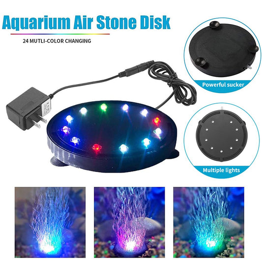 Amerteer 5 Inch 12 LED Aquarium Air Bubble Light,Multi-Colored Fish Tank Air Stone Disk Lamp Underwater Bubbler LED Light with 7 Color Changing for Fish Tanks and Fish Ponds Animals & Pet Supplies > Pet Supplies > Fish Supplies > Aquarium Lighting Amerteer   