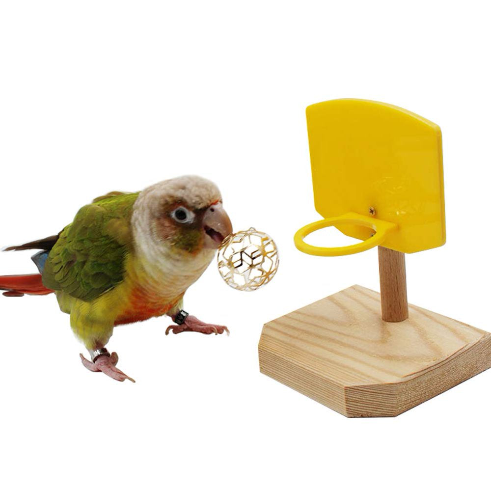 QBLEEV Bird Toys, Bird Trick Tabletop Toys, Training Basketball Stacking Color Ring Toys Sets, Parrot Chew Ball Foraing Toys, Education Play Gym Playground Activity Cage Foot Toys
