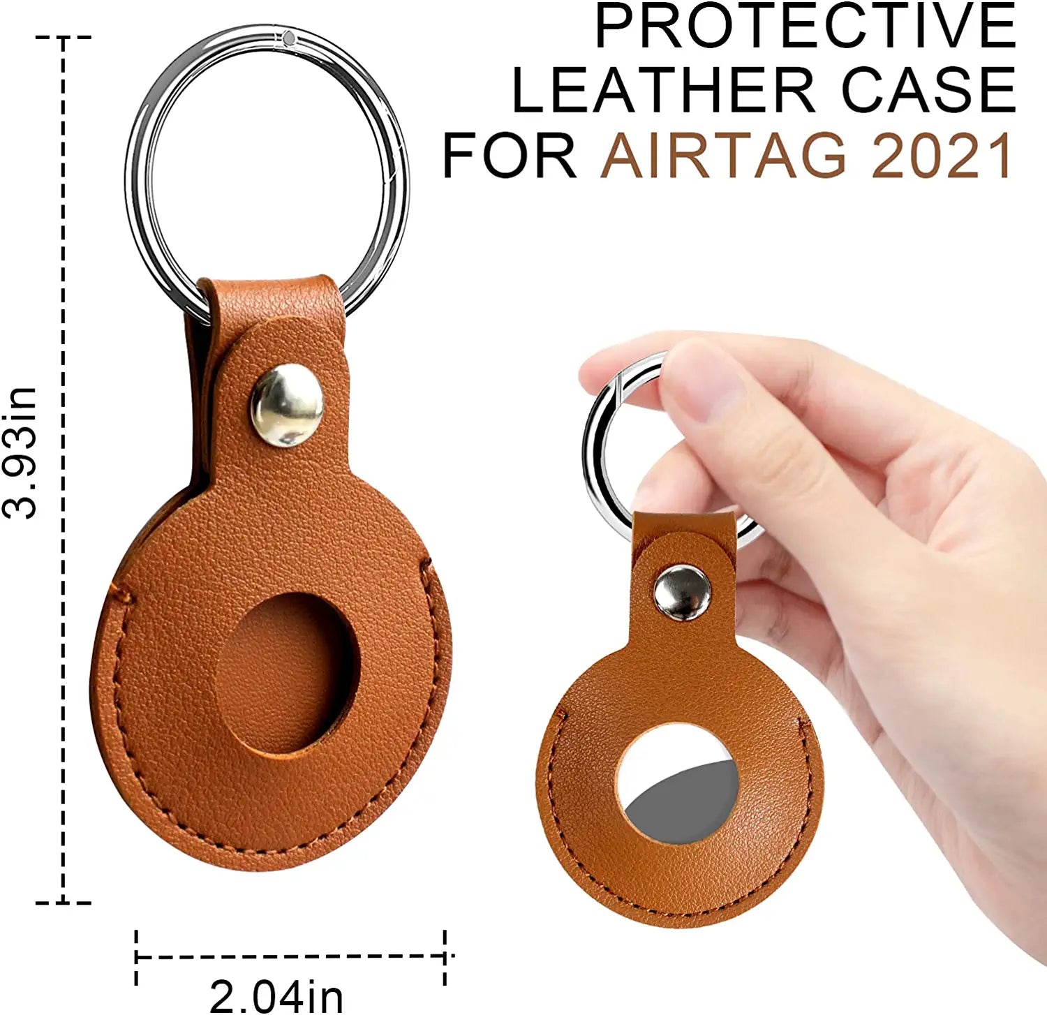 Air Tag Keychain for Apple Airtags Holder,Heyjean Waterproof Leather Case with Key Ring Loop Accessories,Anti-Scratch Protective Skin Cover with Pet Dog Collar,2Packs