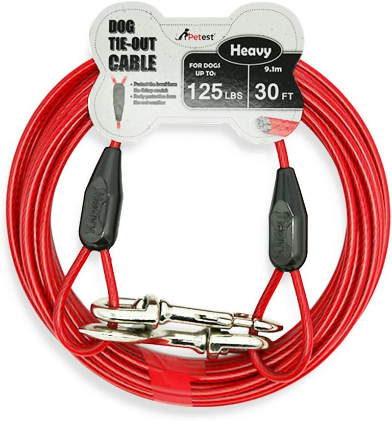 Petest 30Ft Tie-Out Cable with Crimp Cover for Heavy Dogs up to 125 Pounds Animals & Pet Supplies > Pet Supplies > Dog Supplies > Dog Apparel Petest Black & Red 125lbs30ft 