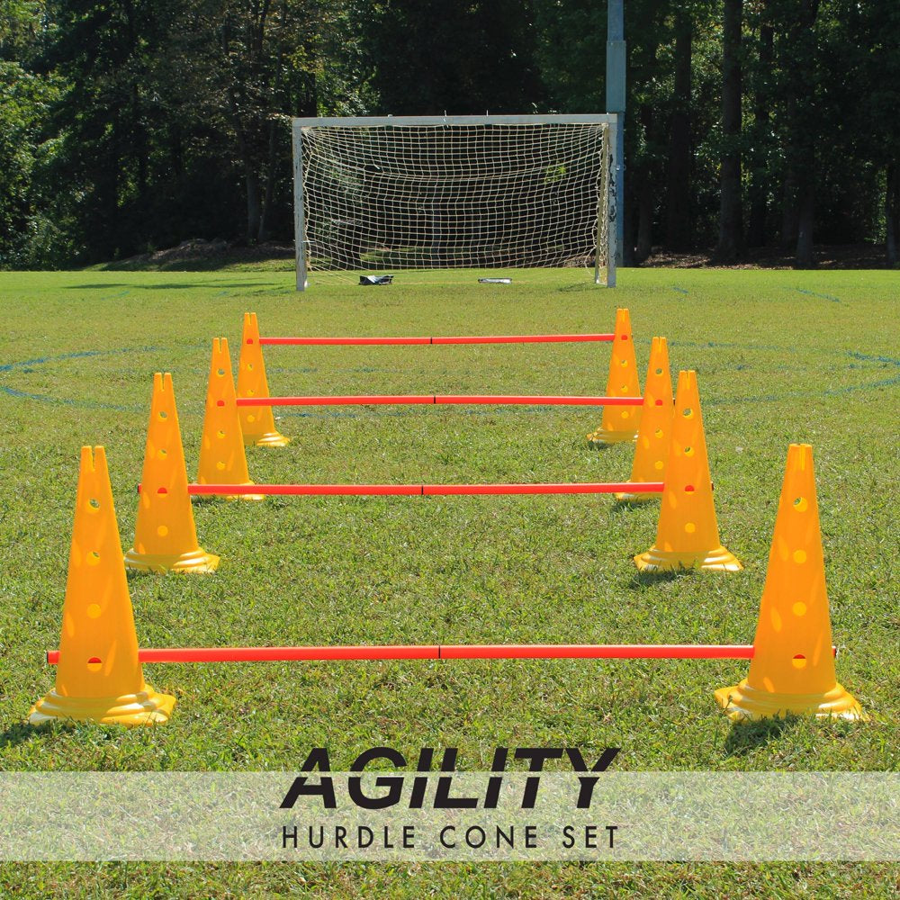 Trademark Innovations Agility cone Hurdle Pole Set Training Equipment,  Yellow