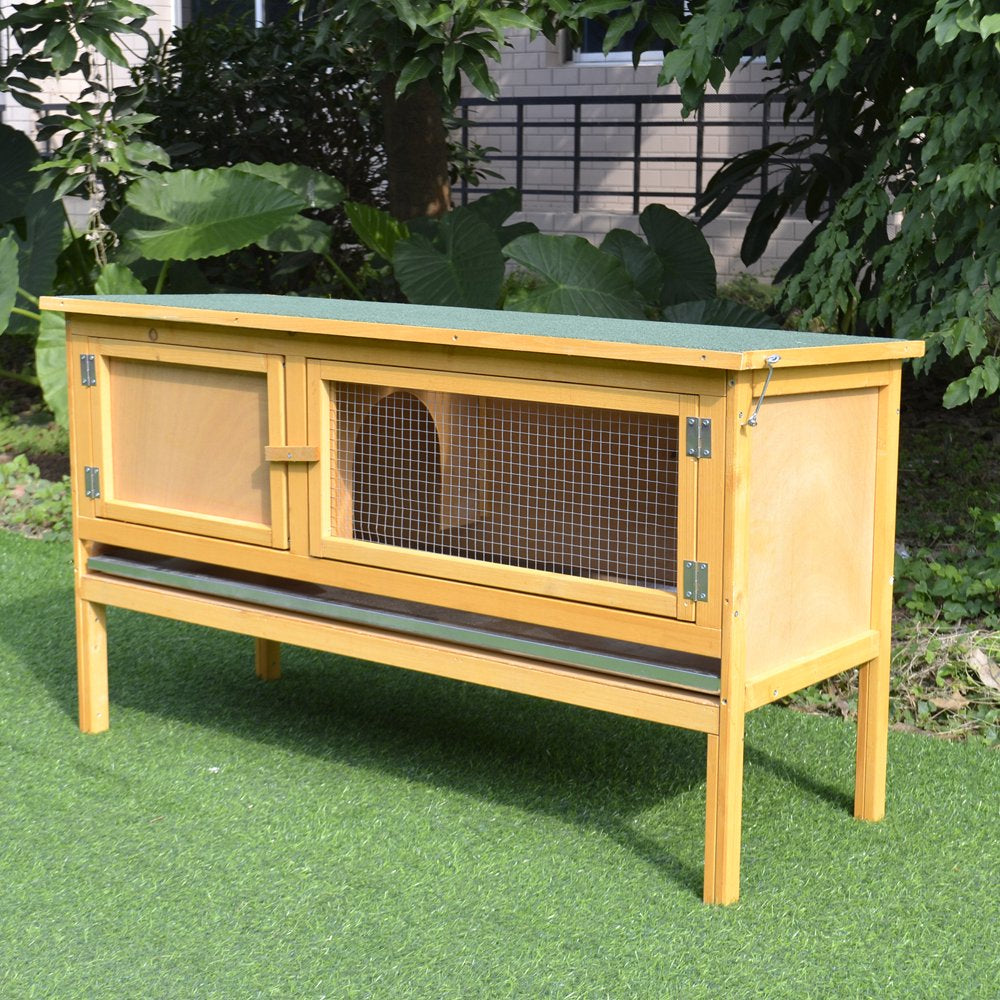 Pawhut Raised Solid Wood Rabbit Hutch Backyard Habitat Cage for Small Animals Animals & Pet Supplies > Pet Supplies > Small Animal Supplies > Small Animal Habitats & Cages Aosom LLC   