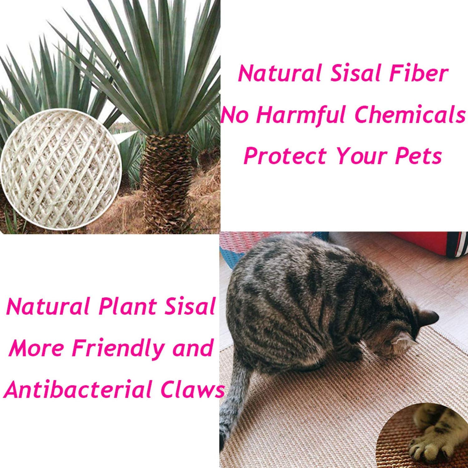 Natural Sisal Cat Scratcher Mat Durable Anti-Slip Cat Scratch Pad Cat Scratching Pad Pet Cat Dog Scratch Board Protector for Cat Grinding Claws Protecting Furniture Cat Play Toys Random Color Animals & Pet Supplies > Pet Supplies > Cat Supplies > Cat Furniture URBEST   