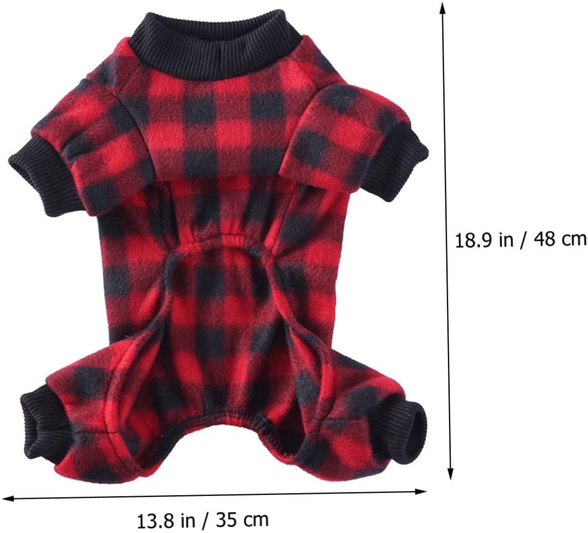 LIFKICH 1Pc Dog Pajamas Pet Winter Jacket Cat Outfits Cat Jacket Cat Dog Clothing Puppy Lattice Coats Lattice Dog Apparel Polyester Christmas Shirt Dog Outfits Pet Pajamas Pet Coat Animals & Pet Supplies > Pet Supplies > Dog Supplies > Dog Apparel LIFKICH   