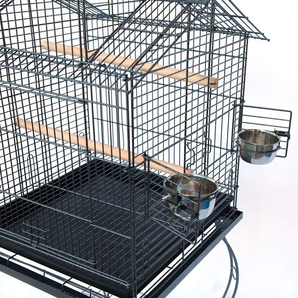 Large 55" Triple Roof Metal Rolling Bird Cage Parrot Aviary Canary Pet Perch with Removable Rolling Stand Animals & Pet Supplies > Pet Supplies > Bird Supplies > Bird Cages & Stands Mcage   