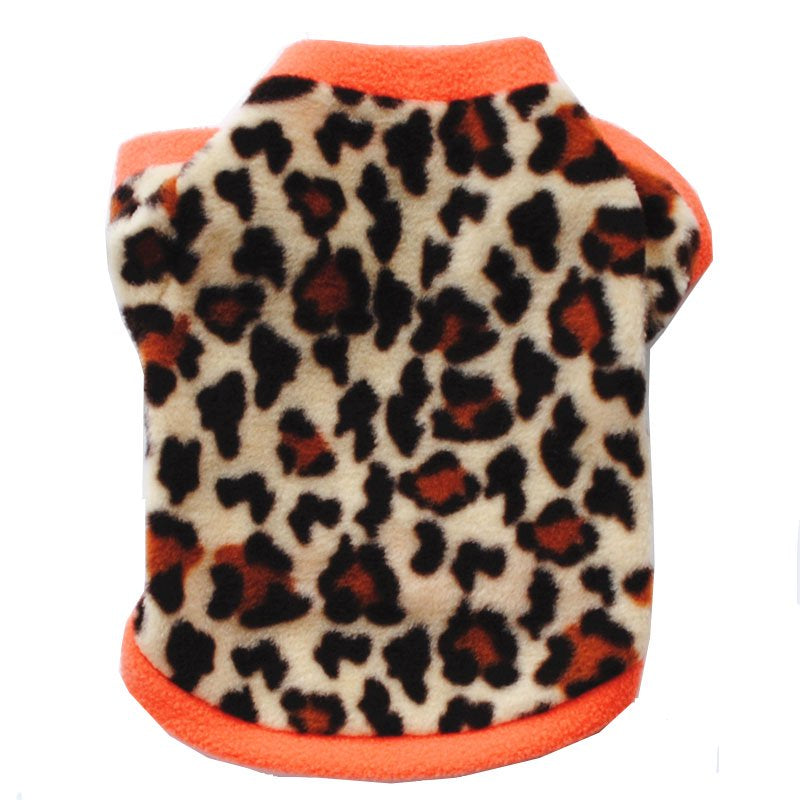 Pet Dog Fleece Coat, Soft Warm Dog Clothes, Skull Camouflage/Polka Dot/Leopard/Paw Printed/Striped Pullover Fleece Warm Jacket Costume for Doggy Cat Puppy Apparel,M Animals & Pet Supplies > Pet Supplies > Dog Supplies > Dog Apparel LINKABC S Leopard 