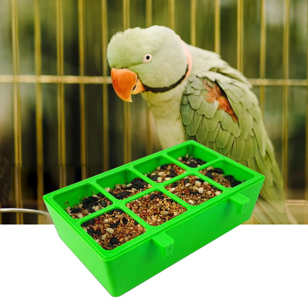 HEVIRGO Parrot Feeder 8 Compartments Splash-Proof Food Bowl Pet Bird Hanging Feeding Container Cage Accessories Green ABS Animals & Pet Supplies > Pet Supplies > Bird Supplies > Bird Cage Accessories HEVIRGO   