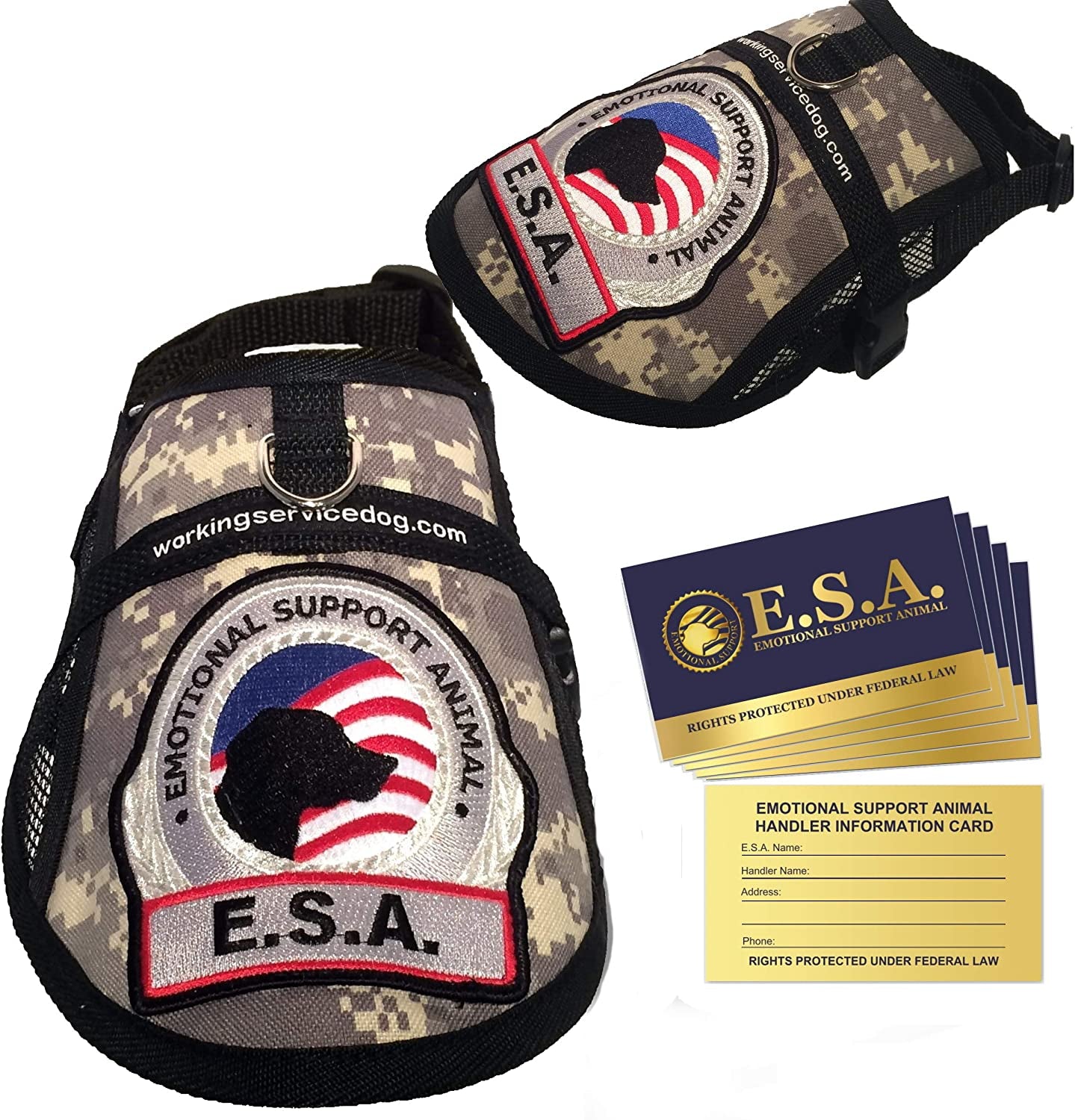 Premium Emotional Support Dog Vest | ESA Dog Vest | Mesh Cooling Panel | Emotional Support Dog Harness | Includes 5 Federal Law ESA Handout Cards (9" - 13" Girth, Red) Animals & Pet Supplies > Pet Supplies > Dog Supplies > Dog Apparel Working Service Dog Camouflage Fits 18" - 22" Girth 