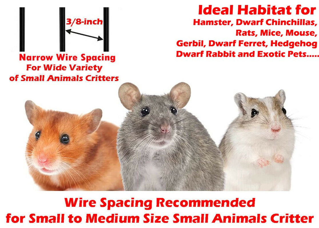 Large Pet Products Universal 2-Level Small Animals Home Critters Habitat Cage Narrow 3/8-Inch Wire Spacing for Wide Variety Exotics Animal Hamster Rat Mice Mouse Gerbil Guinea Pig Chinchillas Ferret Animals & Pet Supplies > Pet Supplies > Small Animal Supplies > Small Animal Habitats & Cages Mcage   