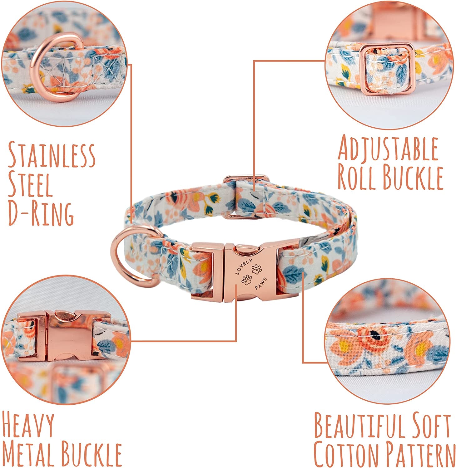 My Lovely Paws, Spring Girl Dog Collars with Bow Tie, Dog Collar Girl for Small Medium Large Dogs, Female Dog Collars, Bowtie Dog Collar Floral - Pink Bag Included Orange Animals & Pet Supplies > Pet Supplies > Dog Supplies > Dog Apparel TBe   