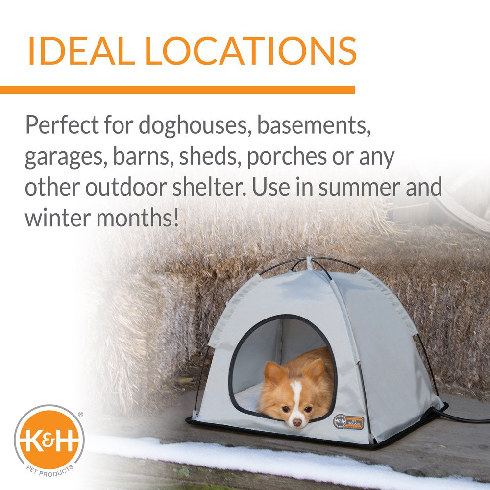 K&H Pet Products Thermo Tent Outdoor Heated Pet Shelter Gray Medium 19 X 24 X 16 Inches Animals & Pet Supplies > Pet Supplies > Dog Supplies > Dog Houses Central Garden and Pet   