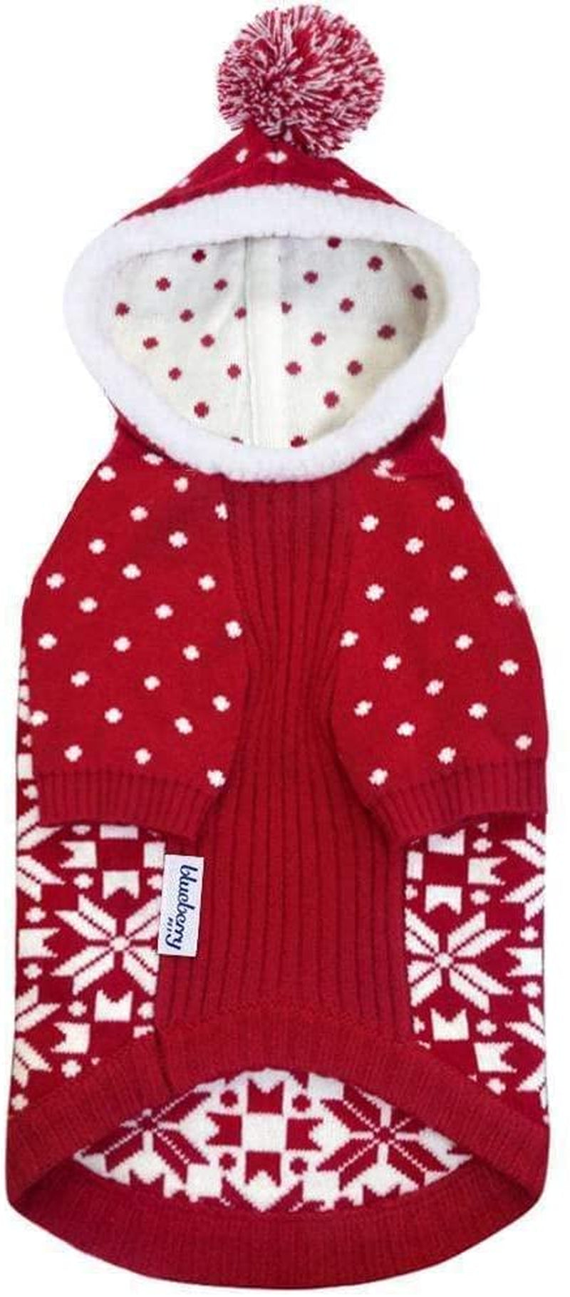 Blueberry Pet Let It Snow Classic Ugly Christmas Holiday Snowflake Pullover Hoodie Dog Sweater in Red and White, Back Length 20", Pack of 1 Clothes for Dogs Animals & Pet Supplies > Pet Supplies > Dog Supplies > Dog Apparel Blueberry Pet   