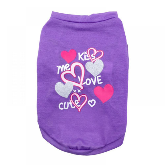 Pet Breathable Shirts Printed Puppy Shirts Pet Sweatshirt Cute Dog Apparel Puppy Dog Clothes Soft T-Shirt for Pet Dogs and Cats Animals & Pet Supplies > Pet Supplies > Cat Supplies > Cat Apparel Slopehill M Purple 
