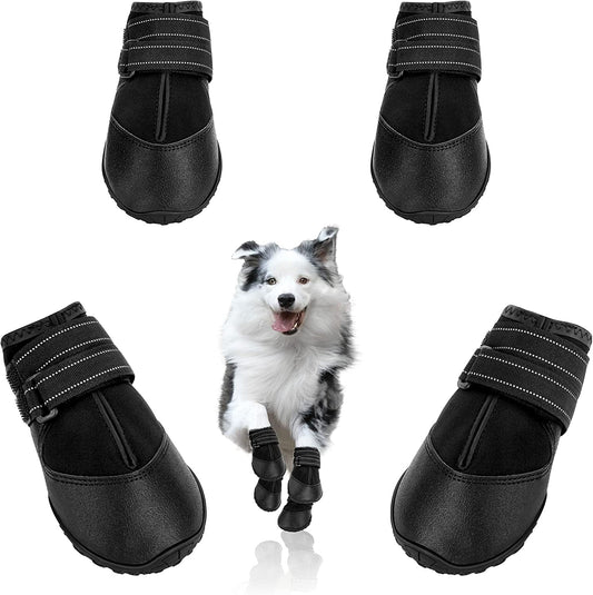 Dcoagt Dog Boots,Waterproof Dog Shoes for Large Dogs with Reflective Straps Anti-Slip Sole,Paw Protector Booties for Winter Snow Rain Hiking,Black 4Pcs(Size 6:Width 2.37-2.67 Inches) Animals & Pet Supplies > Pet Supplies > Dog Supplies > Dog Apparel DcOaGt Size 7: Width 2.68-2.87 inches  