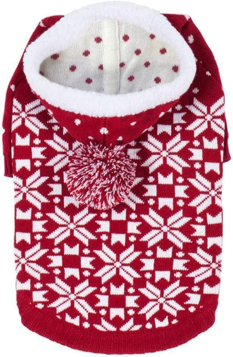 Blueberry Pet Let It Snow Classic Ugly Christmas Holiday Snowflake Pullover Hoodie Dog Sweater in Red and White, Back Length 20", Pack of 1 Clothes for Dogs Animals & Pet Supplies > Pet Supplies > Dog Supplies > Dog Apparel Blueberry Pet Red Hoodie 8 inch (Pack of 1) 