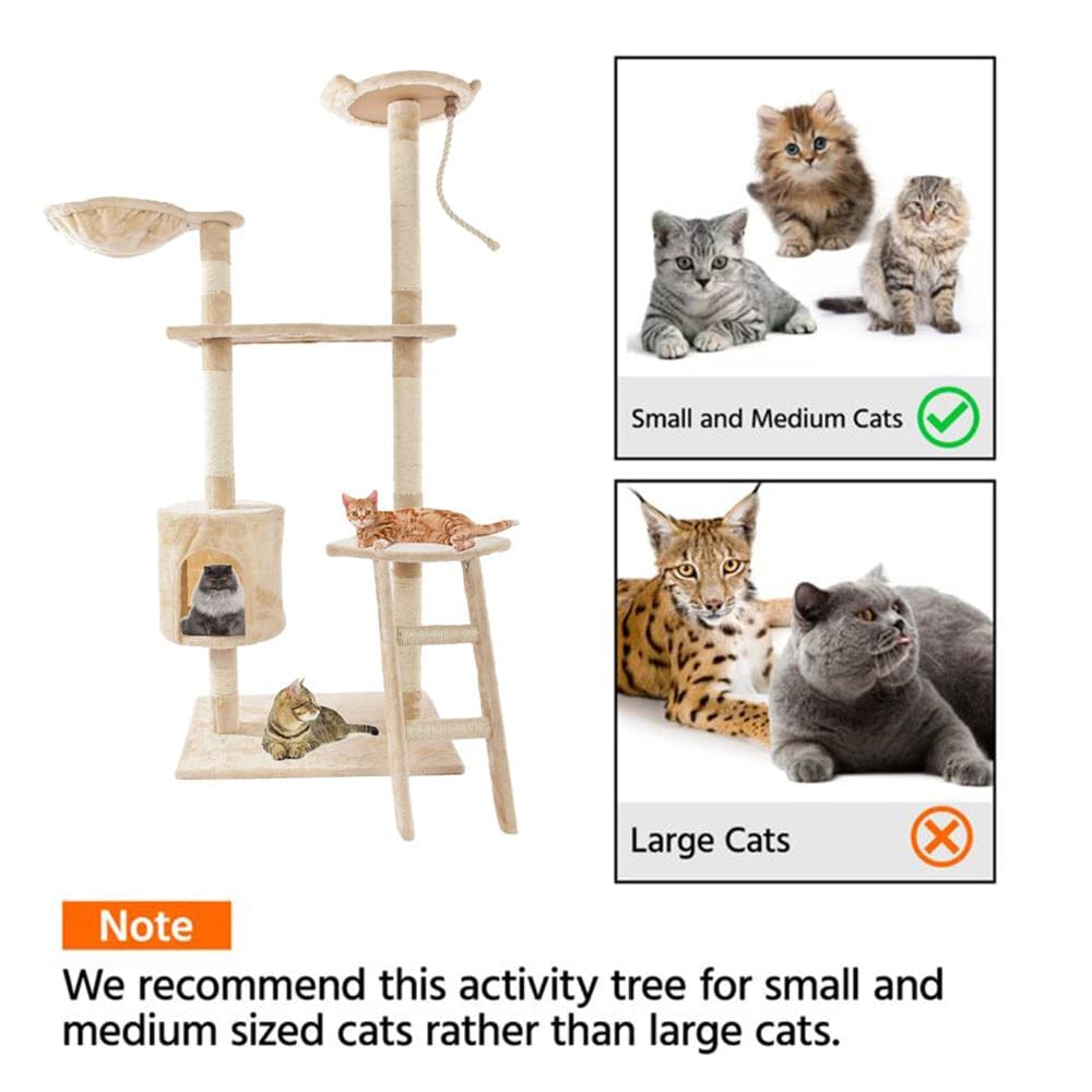 Zimtown 60'' H Cat Tree Tower Kitten Activity Condo, Beige Animals & Pet Supplies > Pet Supplies > Cat Supplies > Cat Furniture KOL PET   